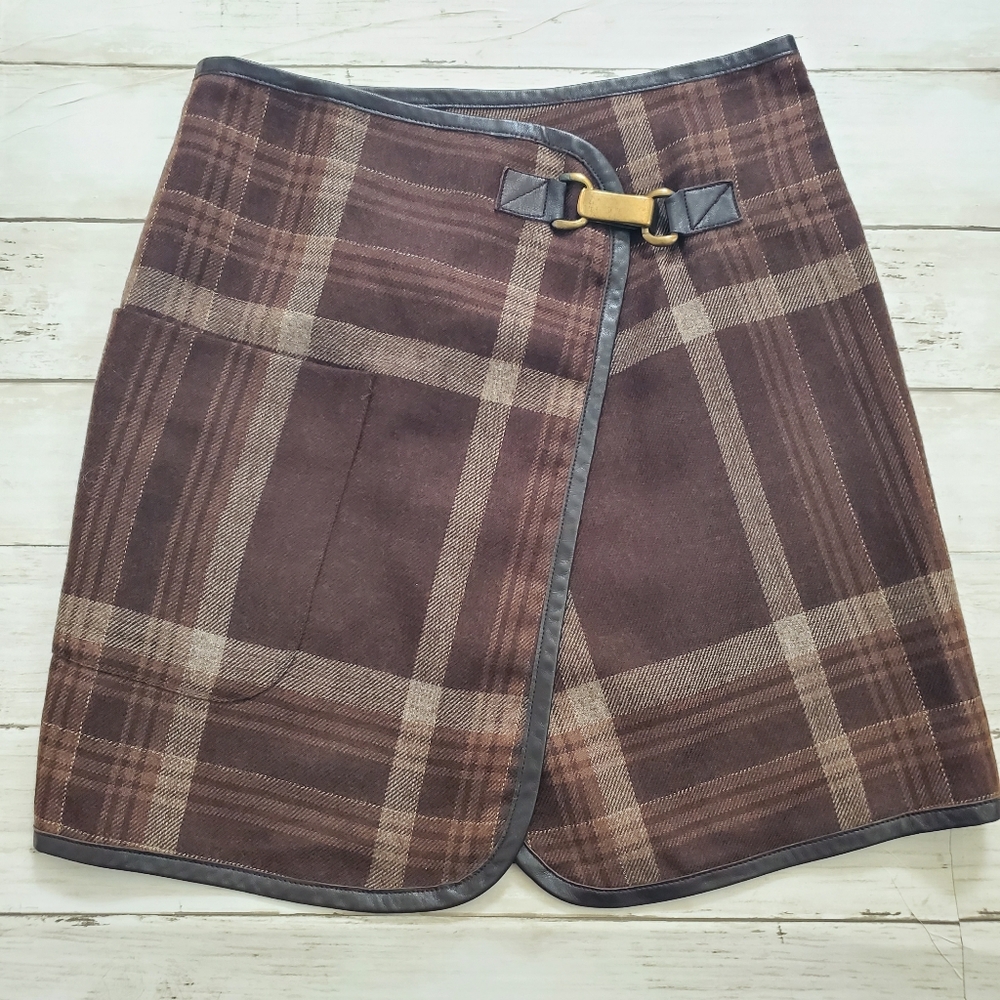 Armani Jean's vintage wool plaid wrap skirt